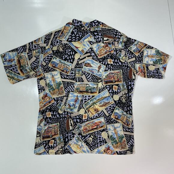 VTG Joe Kealoha Men’s Hawaiian Hula Island Postcard Print Aloha Shirt Cruise XL - Picture 7 of 7